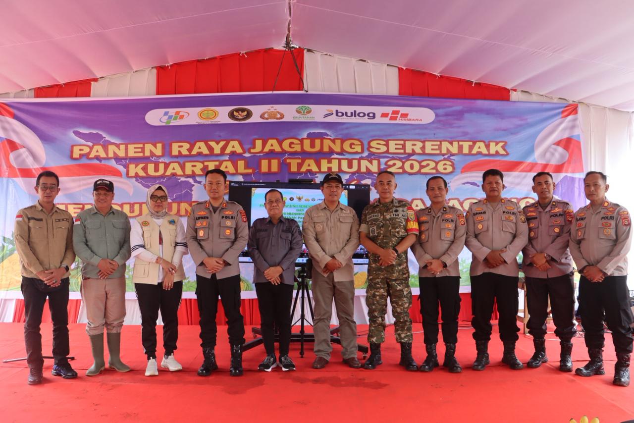 *Kapolres Lahat Panen Jagung Serentak Kurtai II Tahun 2026 Melalui Zoom Meeting Bersama Kapolri*